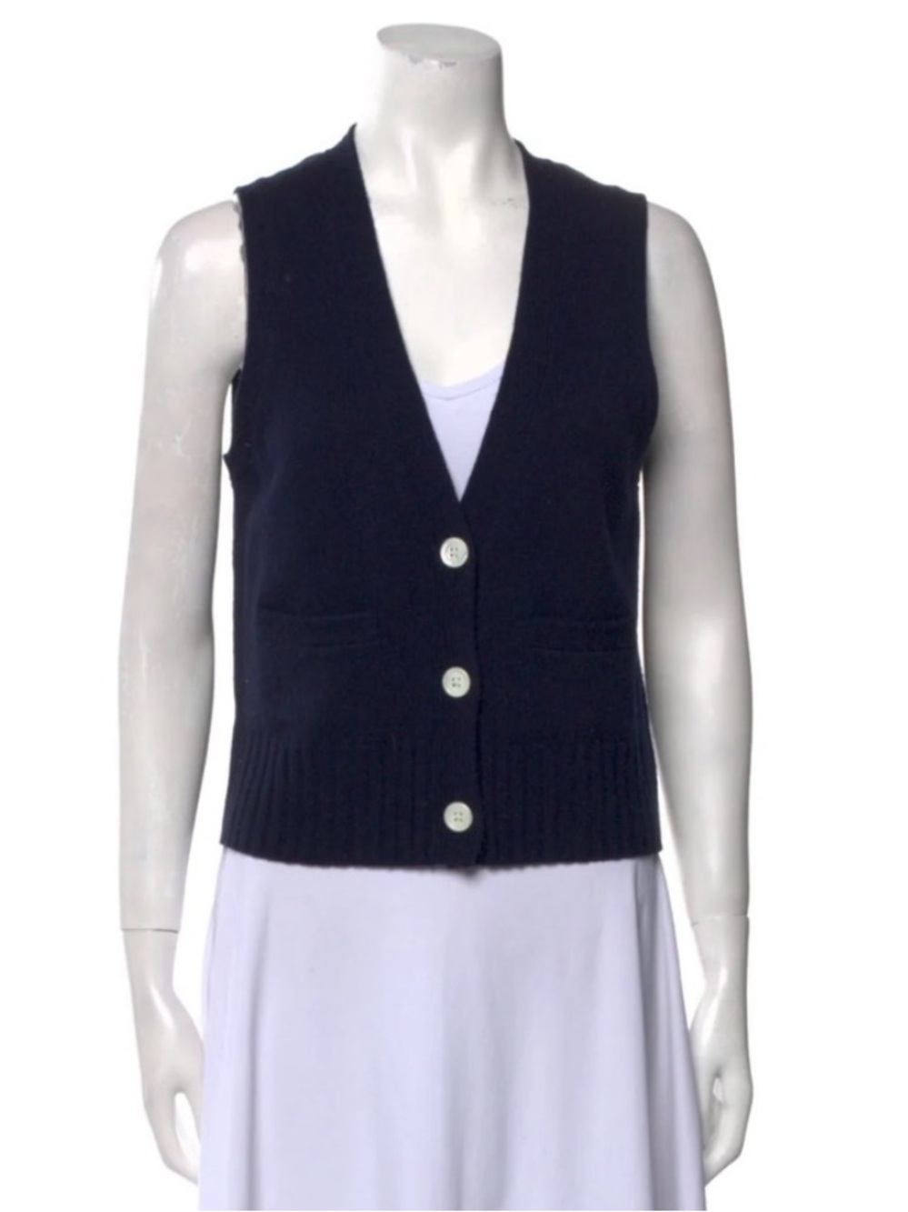 Alex Mill Bleeker V-Neck Sweater Vest Merino Wool Navy Blue XL NWT